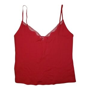Victoria's Secret Y2k Cami Tank Top Womens size L Red Vintage Lace Trim Coquette